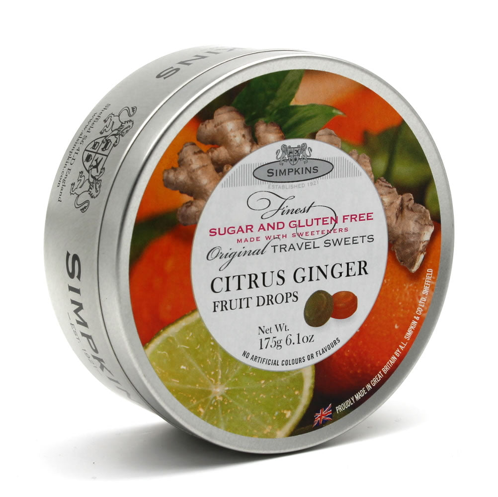 Simpkins Citrus Ginger Drops Gluten & Sugar Free 175g